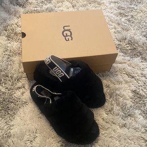 Ugg Fluff Yeah Black Slide Size 8